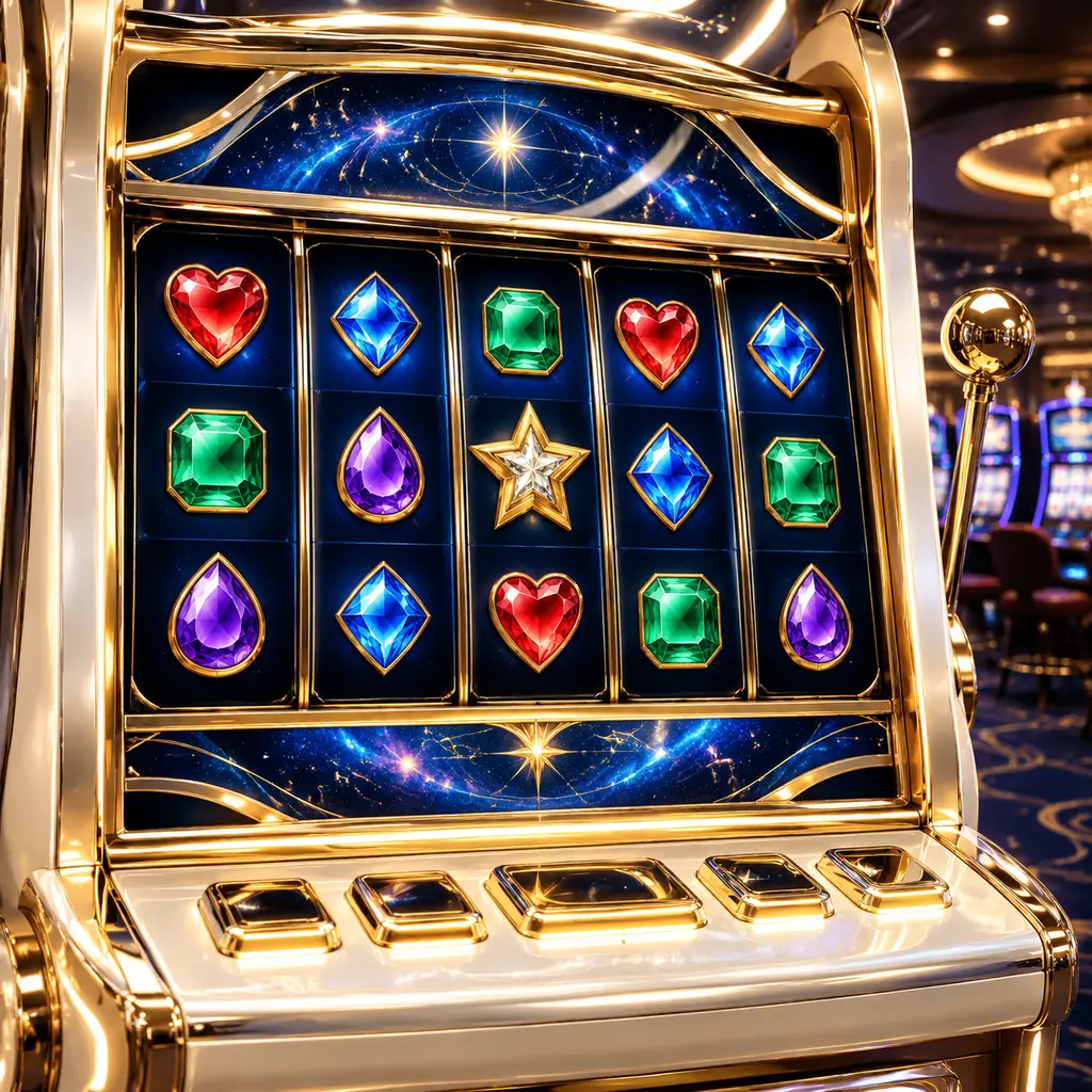 Ilustrasi konseptual slot kasino bertema permata dan bintang